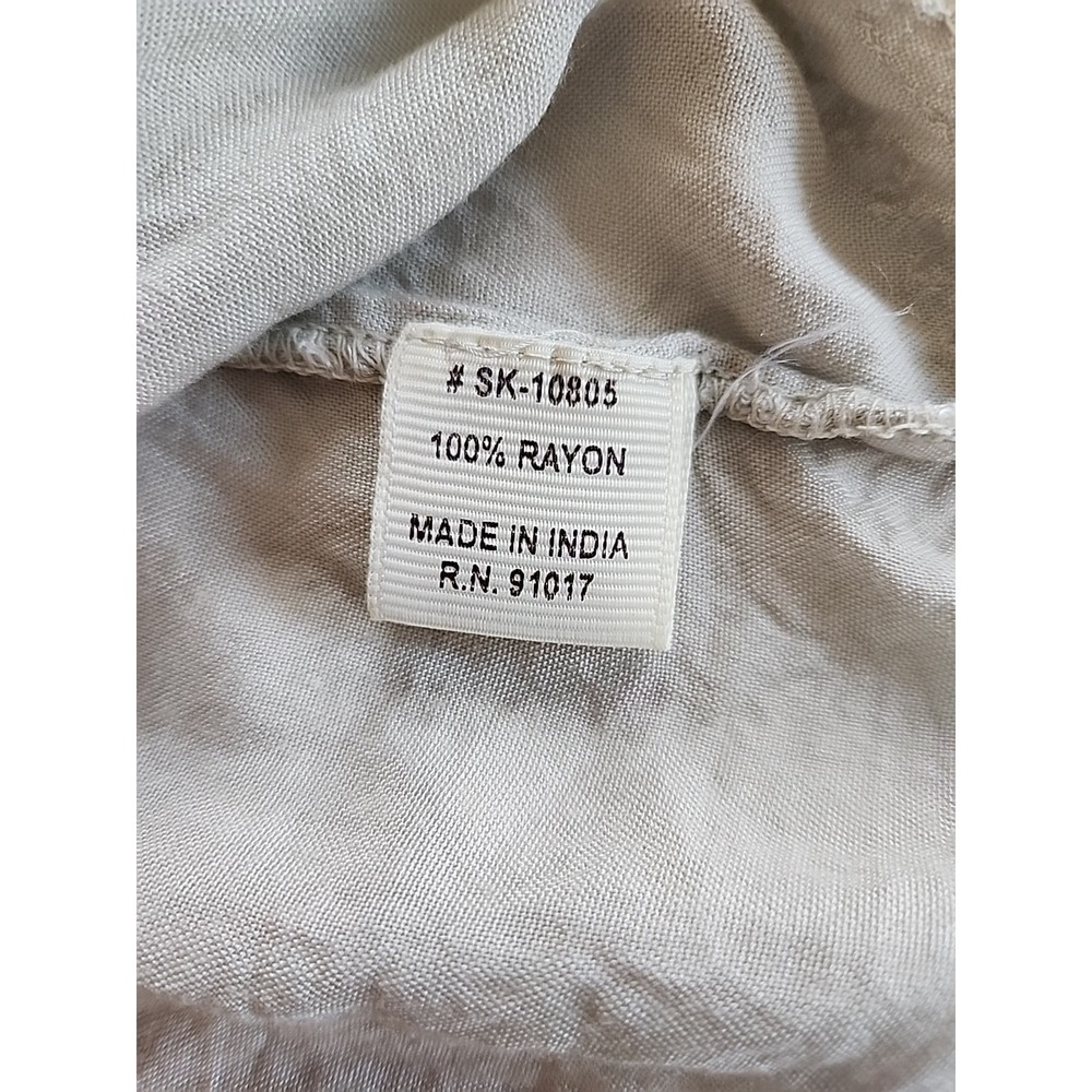 Solitaire Pintuck Embroidered Top Sz L Ivory Keyhole‎ Tunic Boho Peasant Casual - Picture 9 of 12